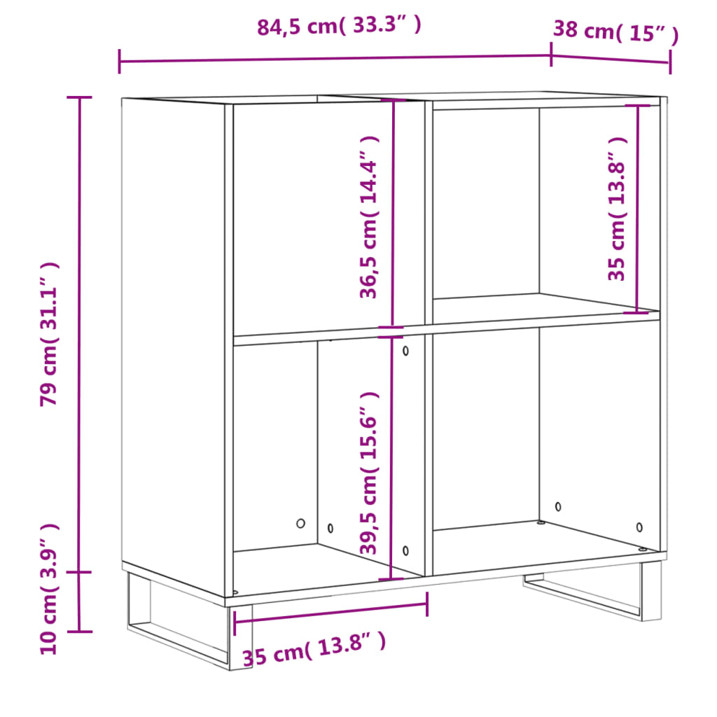 Record Cabinet 84.5X38X89 Cm Engineered Wood