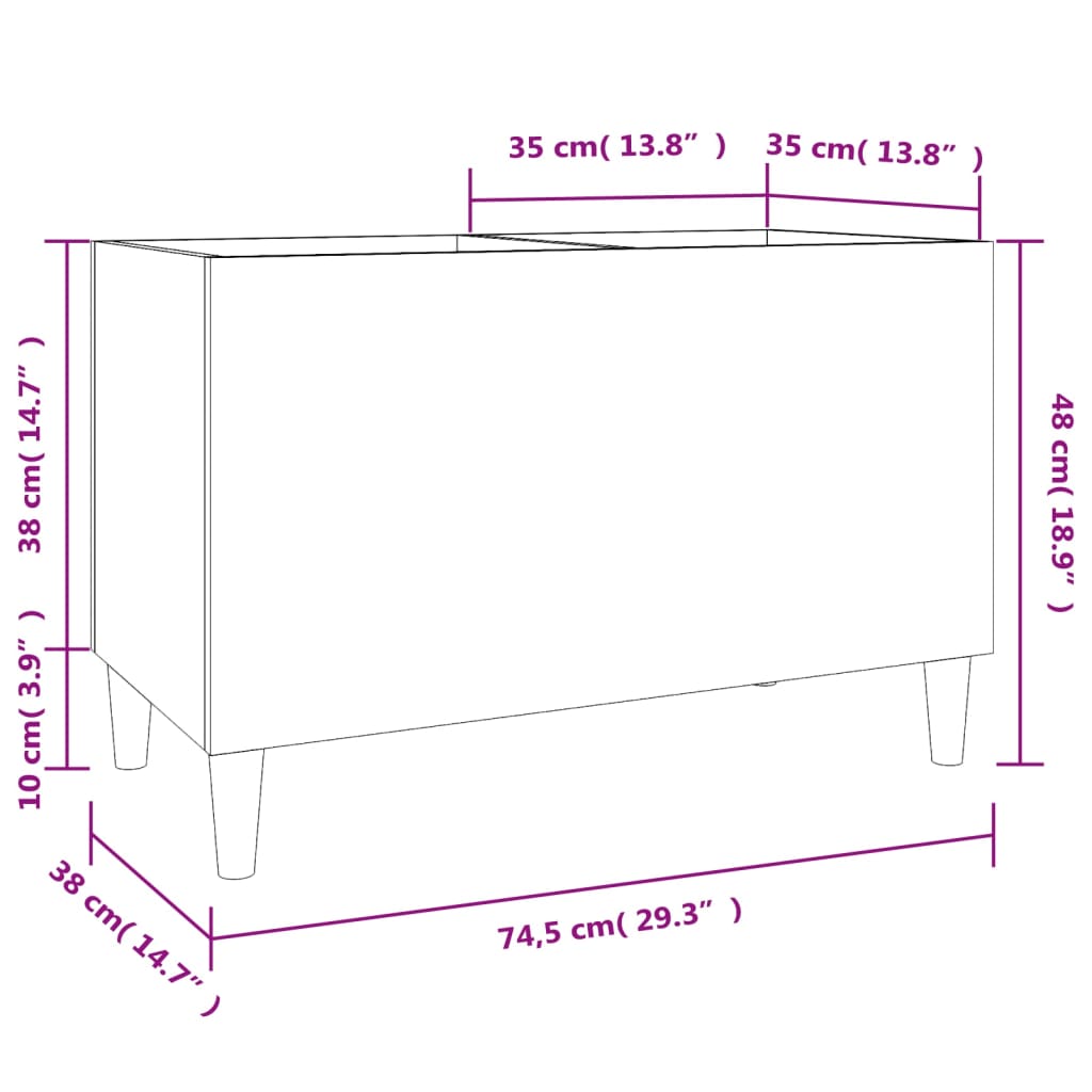 Record Cabinet 74.5X38X48 Cm Engineered Wood