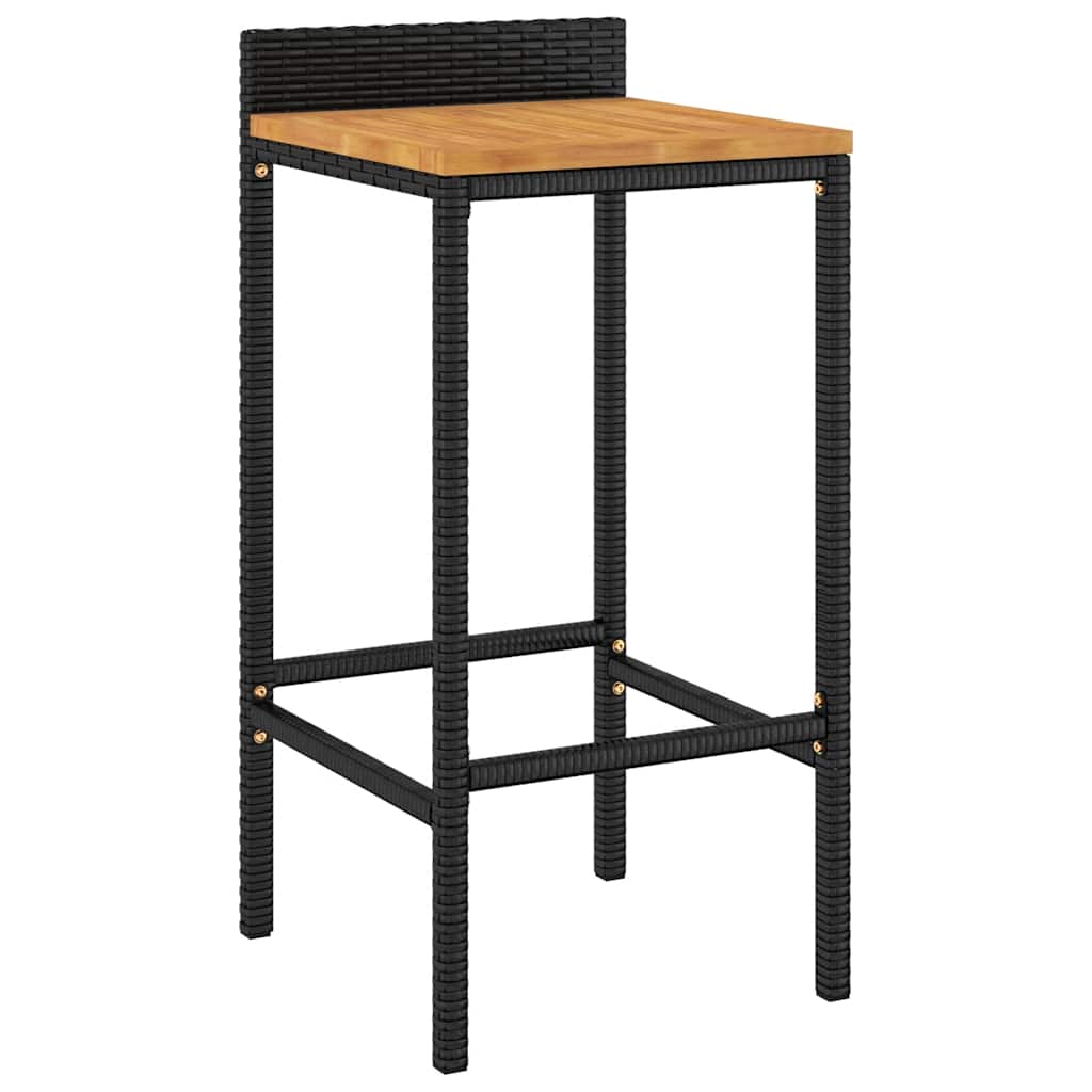 Outdoor Furniture Set 5 Piece Garden Bar Poly Rattan&Solid Wood Acacia Black 40