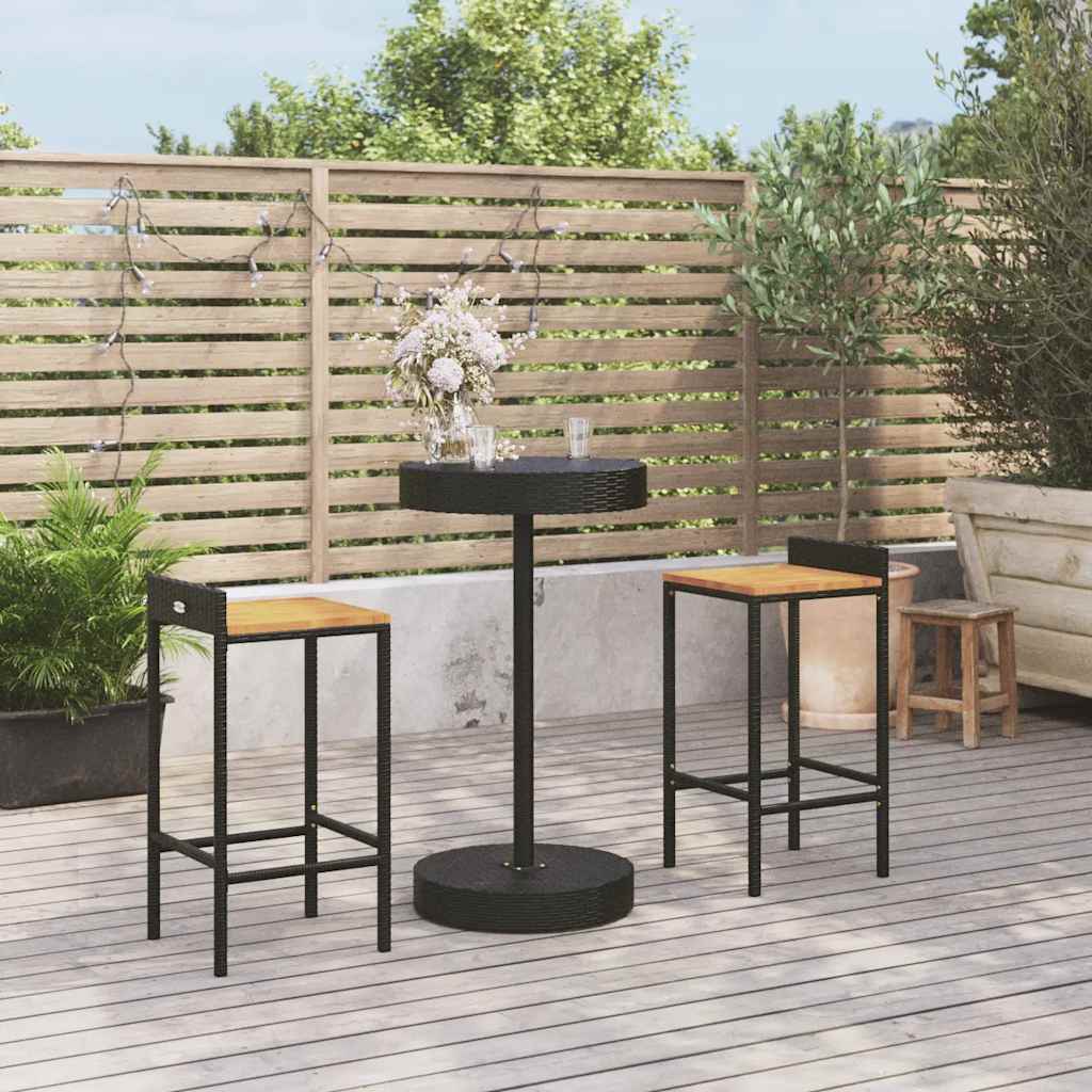 Outdoor Furniture Set 5 Piece Garden Bar Poly Rattan&Solid Wood Acacia black 40