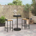 Outdoor Furniture Set 5 Piece Garden Bar Poly Rattan&Solid Wood Acacia black 40