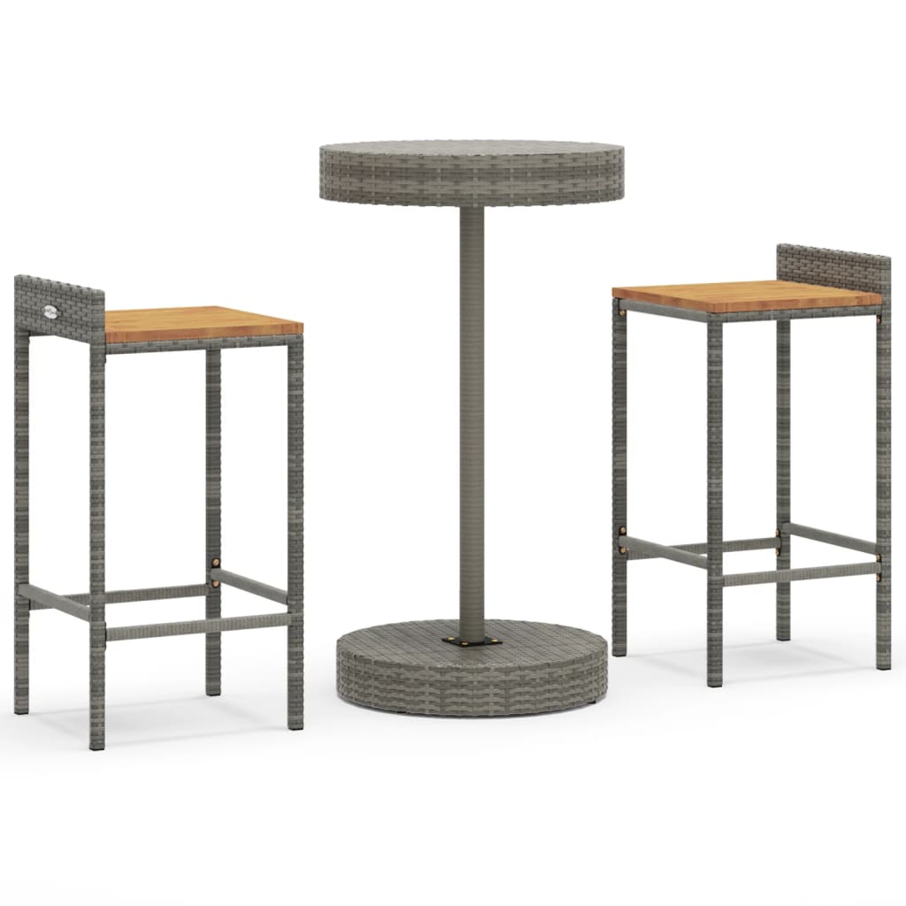 Outdoor Furniture Set 5 Piece Garden Bar Poly Rattan&Solid Wood Acacia Black 40