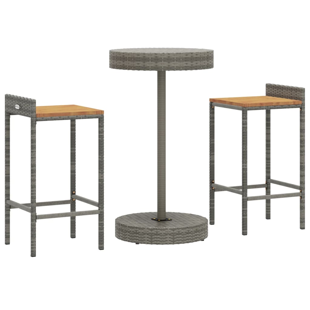 Outdoor Furniture Set 5 Piece Garden Bar Poly Rattan&Solid Wood Acacia Black 40