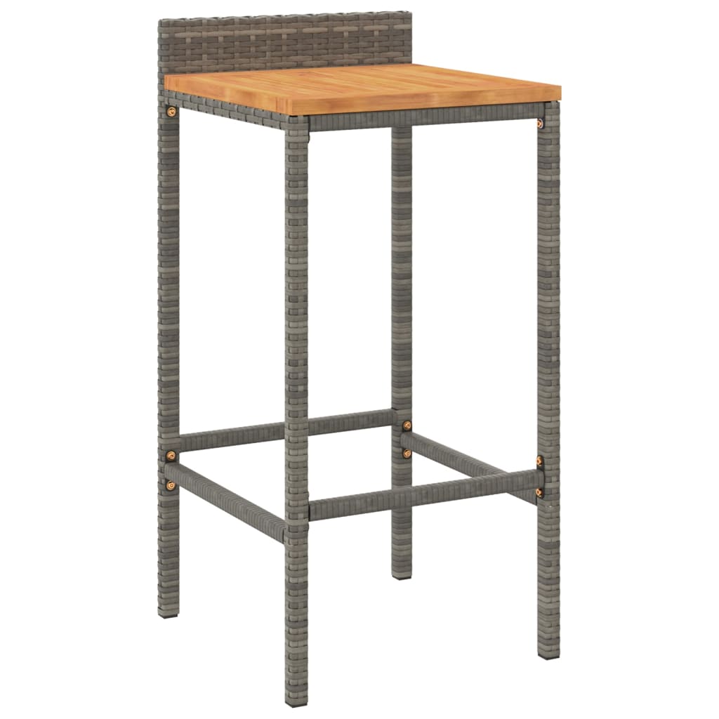 Outdoor Furniture Set 5 Piece Garden Bar Poly Rattan&Solid Wood Acacia Black 40