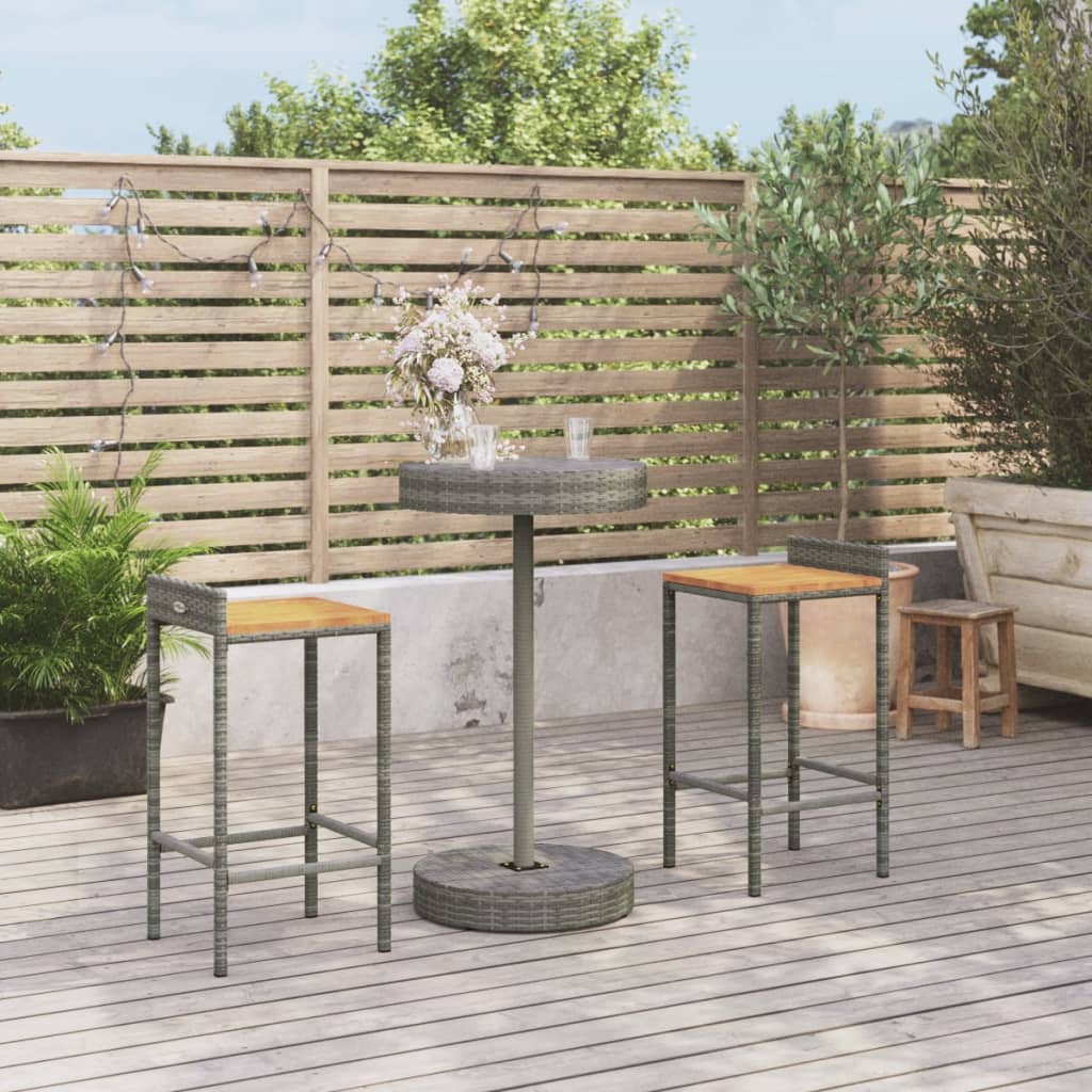 Outdoor Furniture Set 5 Piece Garden Bar Poly Rattan&Solid Wood Acacia Black 40
