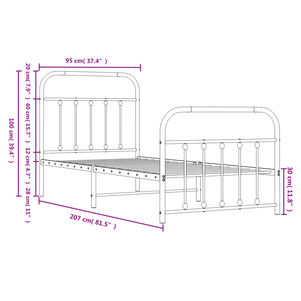 Bed Frame | | Powder-Coated Steel | Single | Storage | Bed Frame