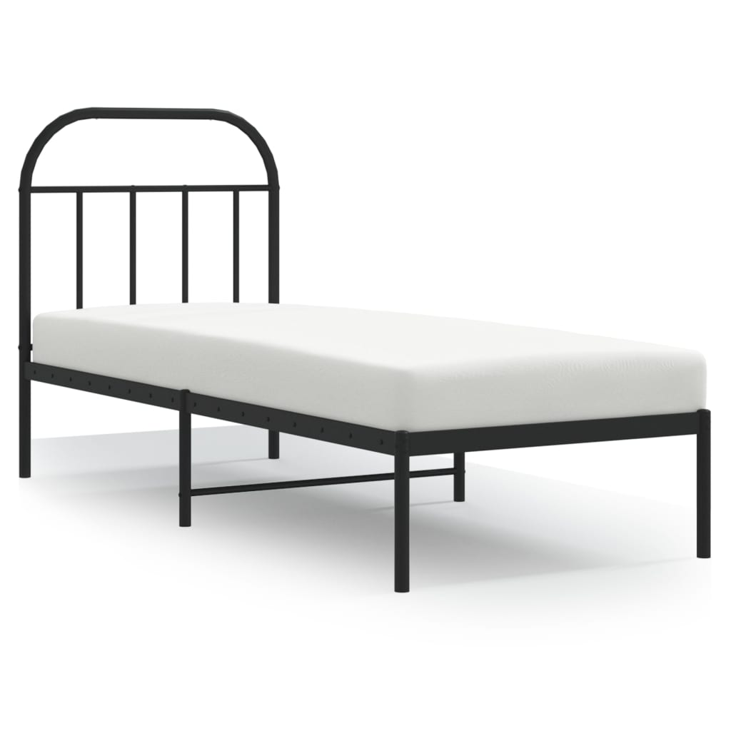Bed Frame White Metal Single 90X190Cm Headboard No Mattress Heavy Duty Black 196