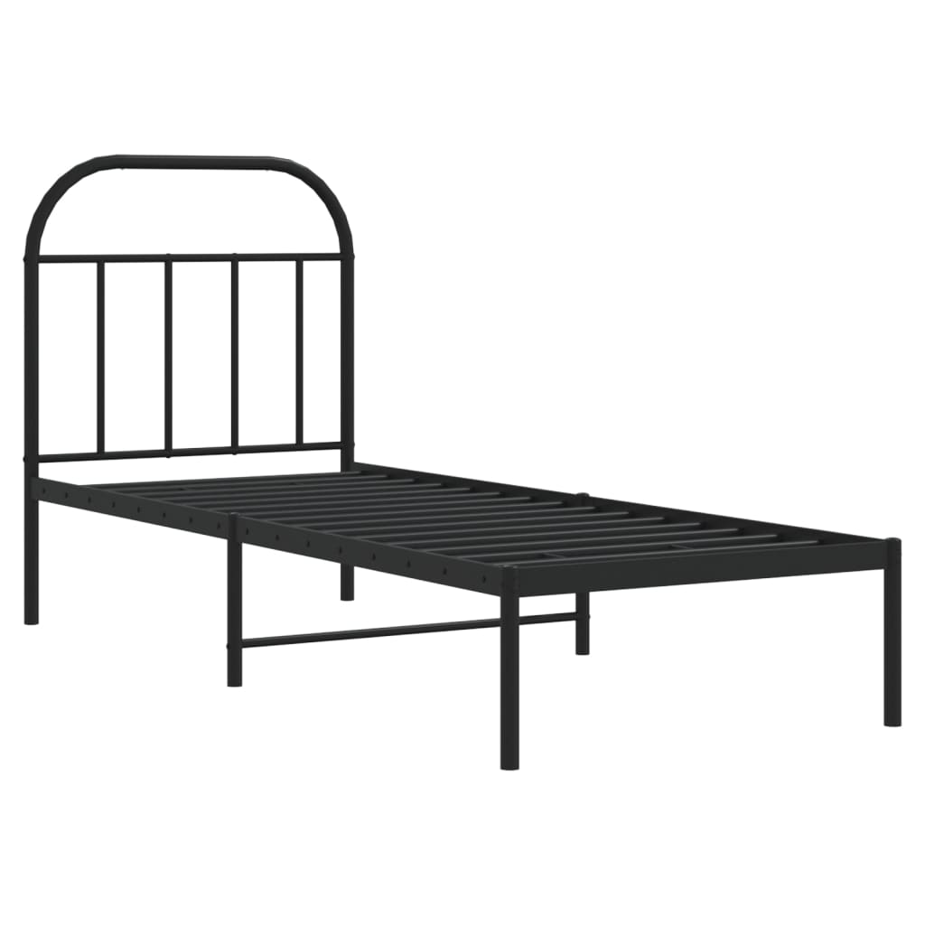 Bed Frame White Metal Single 90X190Cm Headboard No Mattress Heavy Duty Black 196