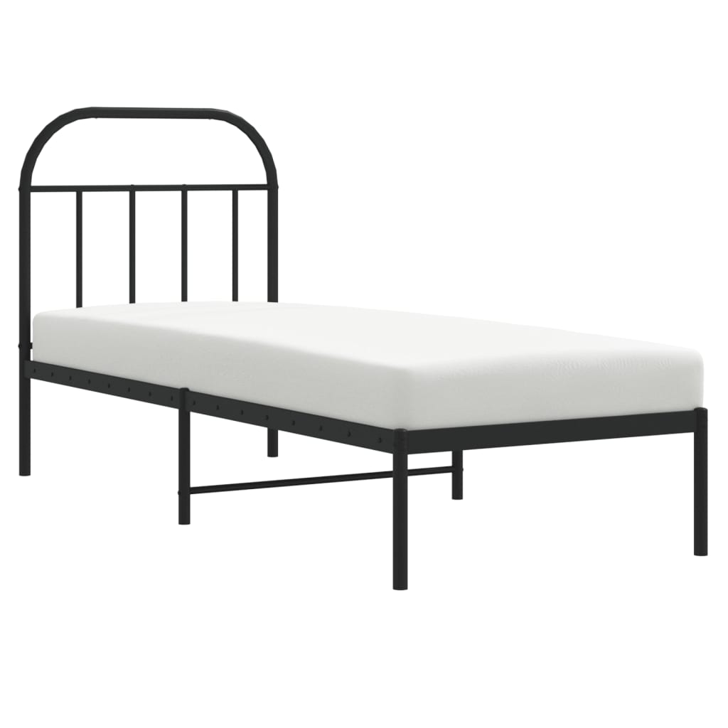 Bed Frame White Metal Single 90X190Cm Headboard No Mattress Heavy Duty Black 196