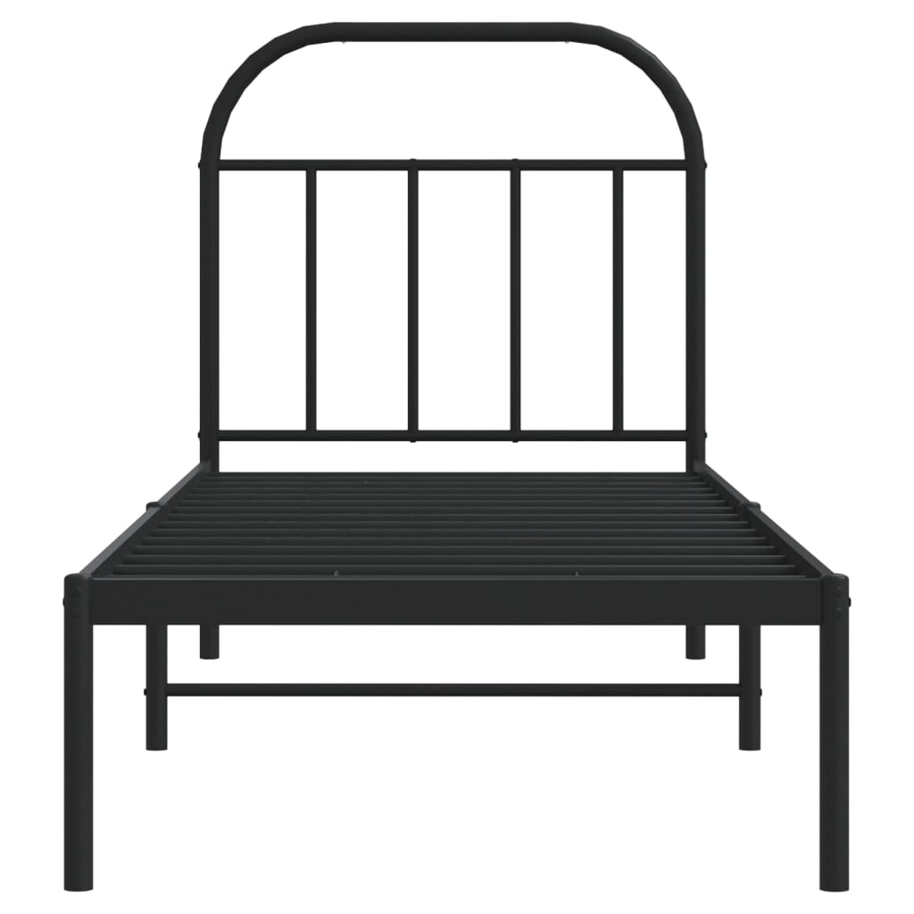Bed Frame White Metal Single 90X190Cm Headboard No Mattress Heavy Duty Black 196