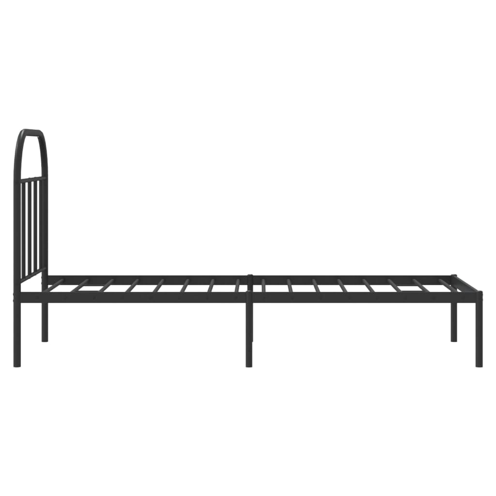 Bed Frame White Metal Single 90X190Cm Headboard No Mattress Heavy Duty Black 196