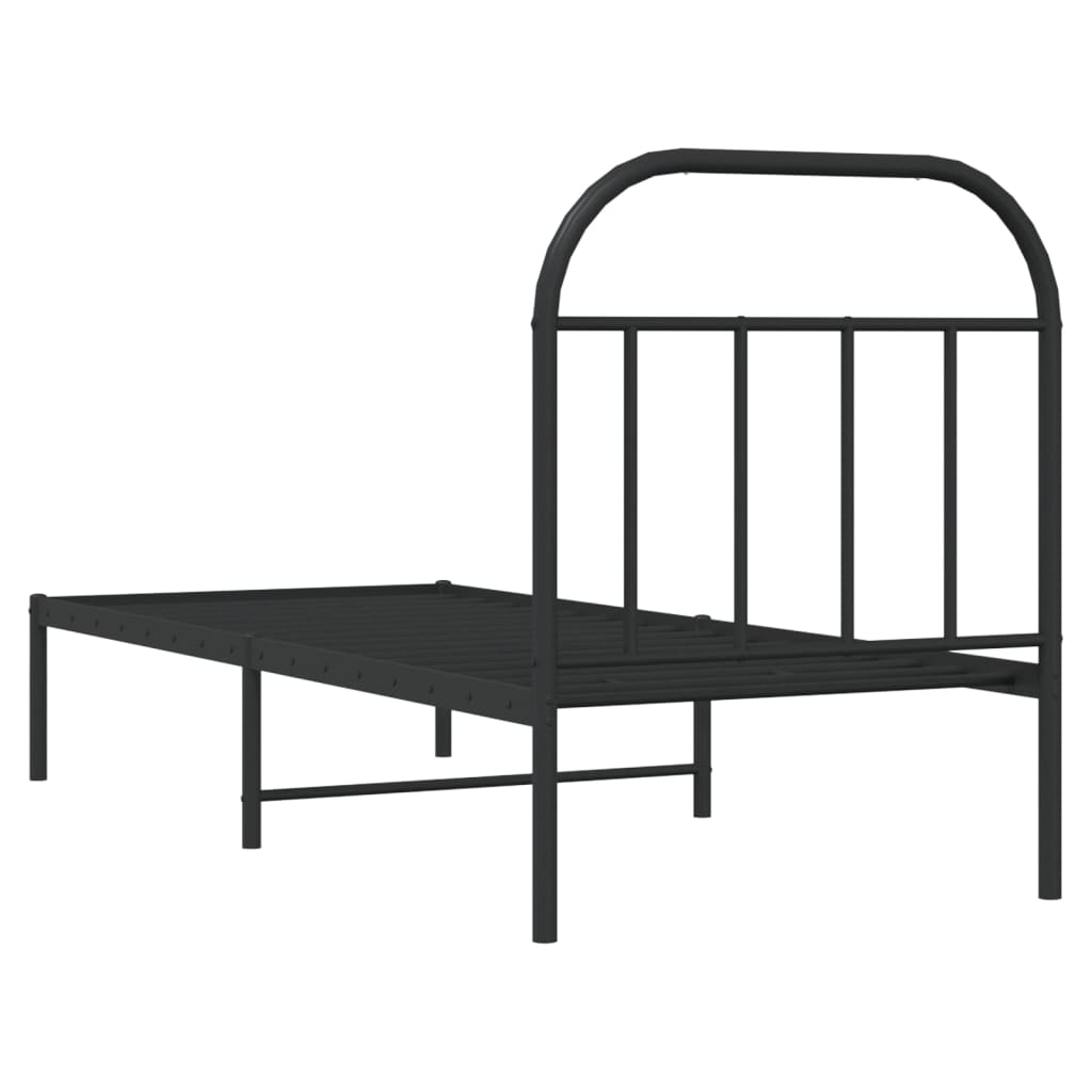 Bed Frame White Metal Single 90X190Cm Headboard No Mattress Heavy Duty Black 196