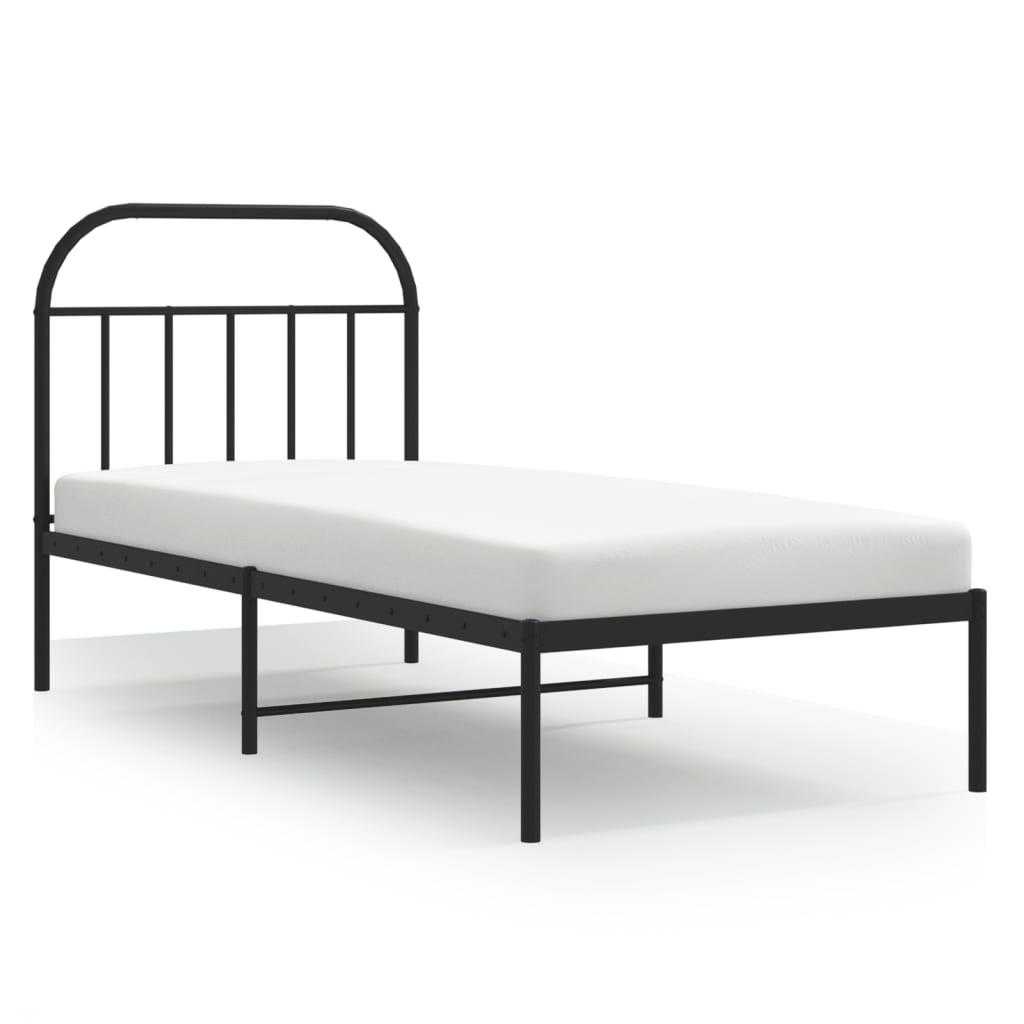 Bed Frame White Metal Single 90X190Cm Headboard No Mattress Heavy Duty Black 196