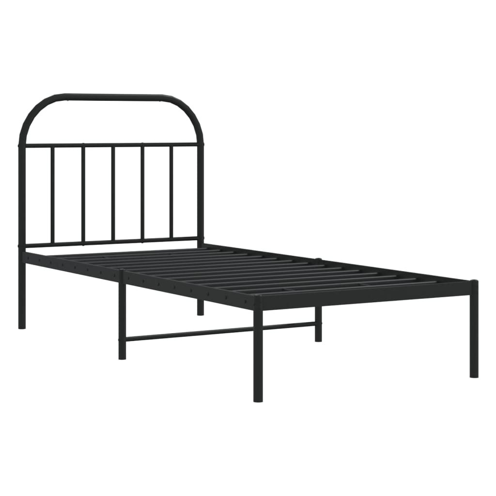 Bed Frame White Metal Single 90X190Cm Headboard No Mattress Heavy Duty Black 196