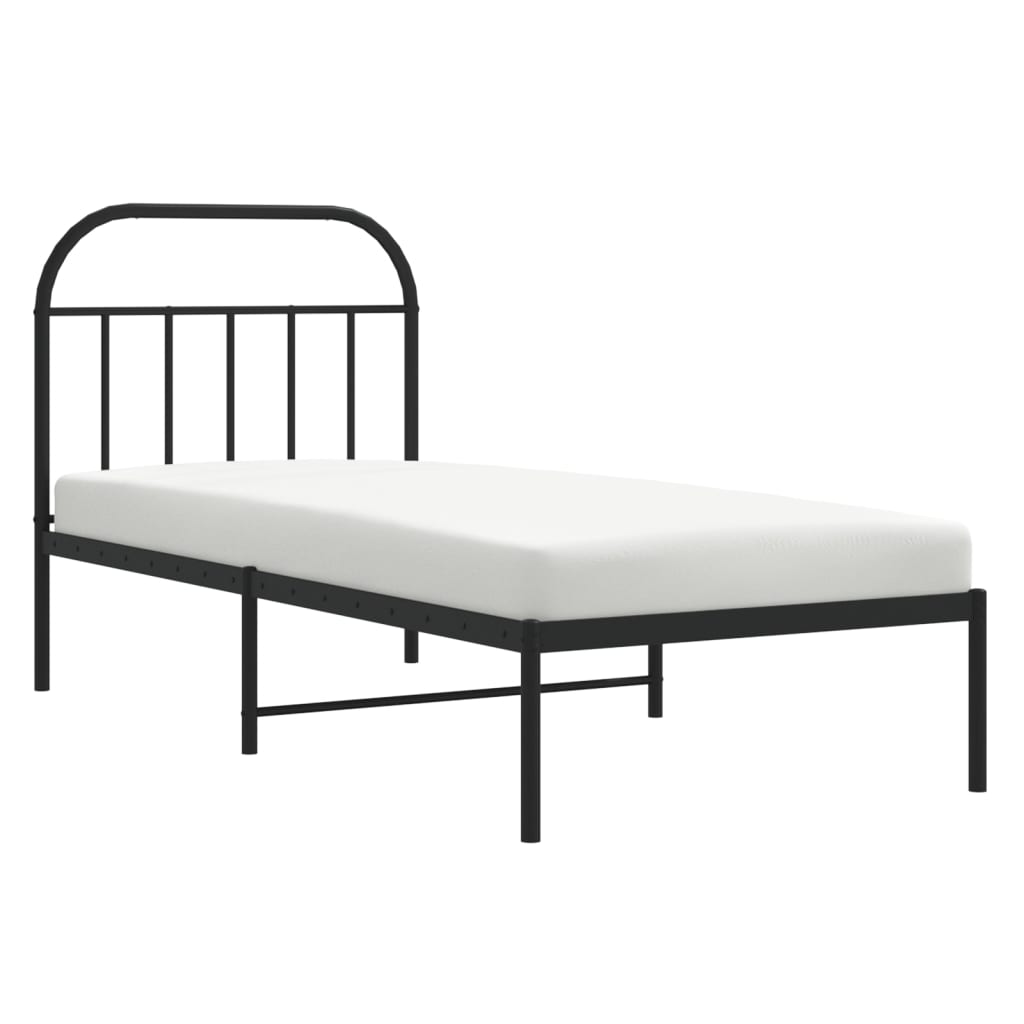 Bed Frame White Metal Single 90X190Cm Headboard No Mattress Heavy Duty Black 196