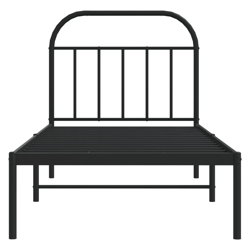 Bed Frame White Metal Single 90X190Cm Headboard No Mattress Heavy Duty Black 196