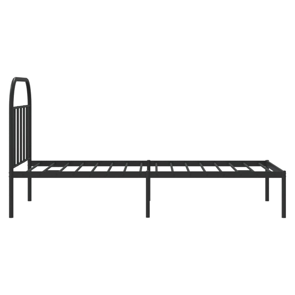 Bed Frame White Metal Single 90X190Cm Headboard No Mattress Heavy Duty Black 196