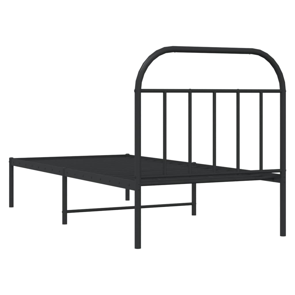 Bed Frame White Metal Single 90X190Cm Headboard No Mattress Heavy Duty Black 196