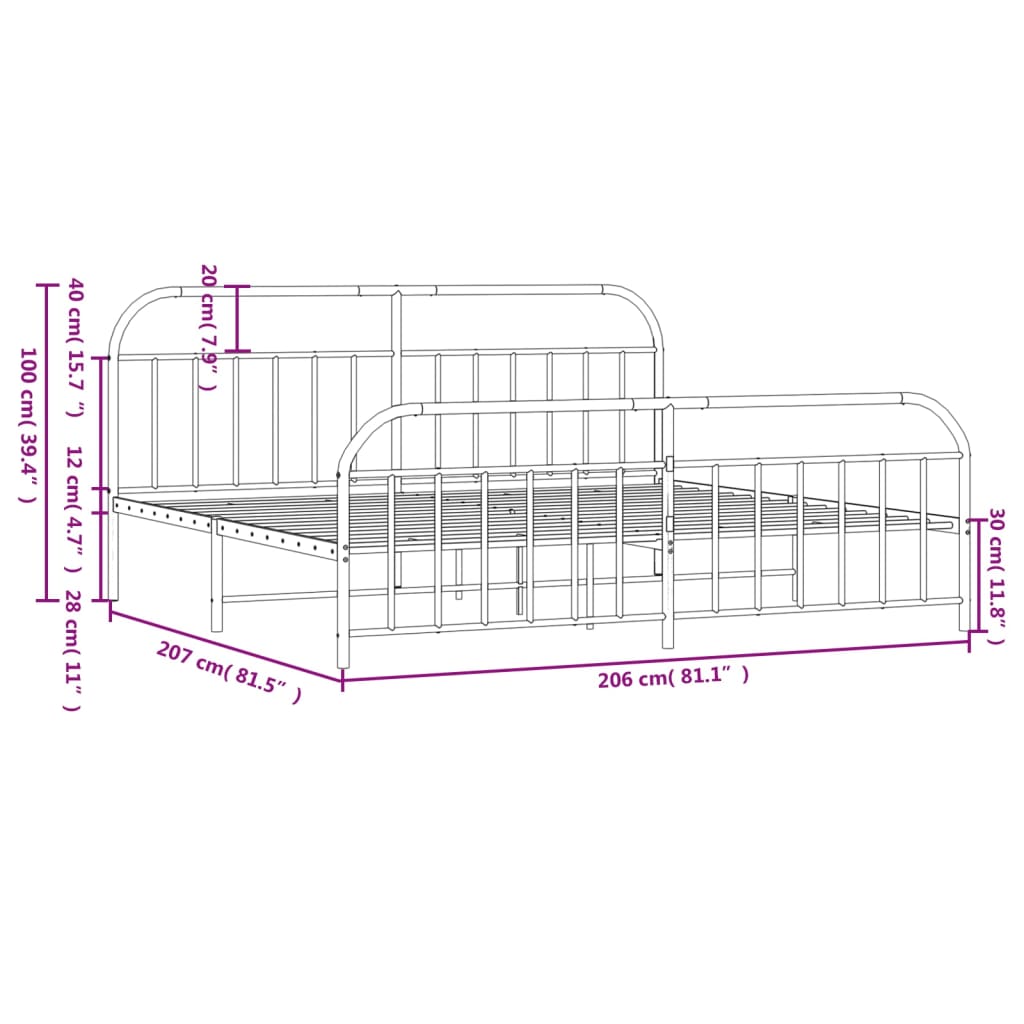 Bed Frame | | Powder-Coated Steel | Double | Storage | Bed Frame