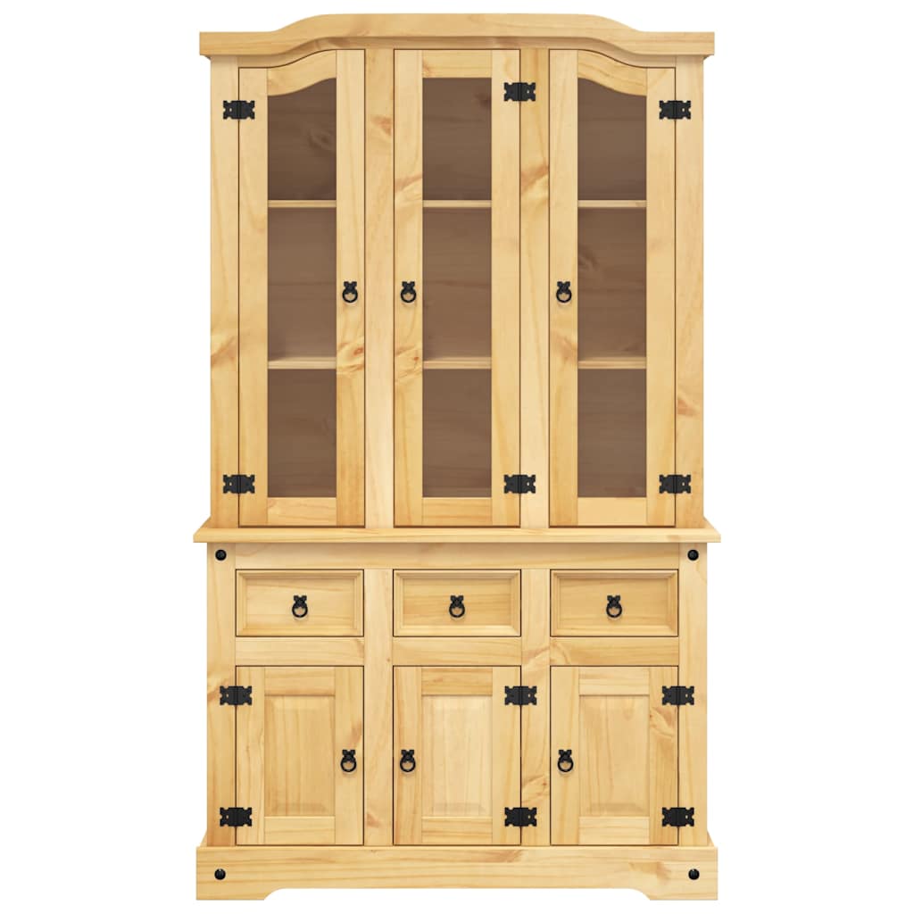 Sideboard Highboard Corona 112X43X196 Cm Solid Wood Mexican Pine white brown 112