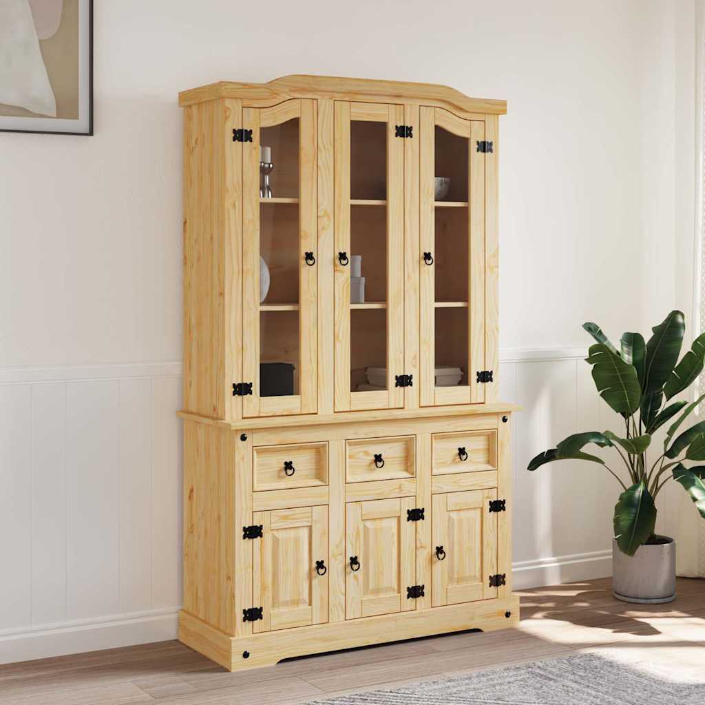 Sideboard Highboard Corona 112X43X196 Cm Solid Wood Mexican Pine White Brown 112