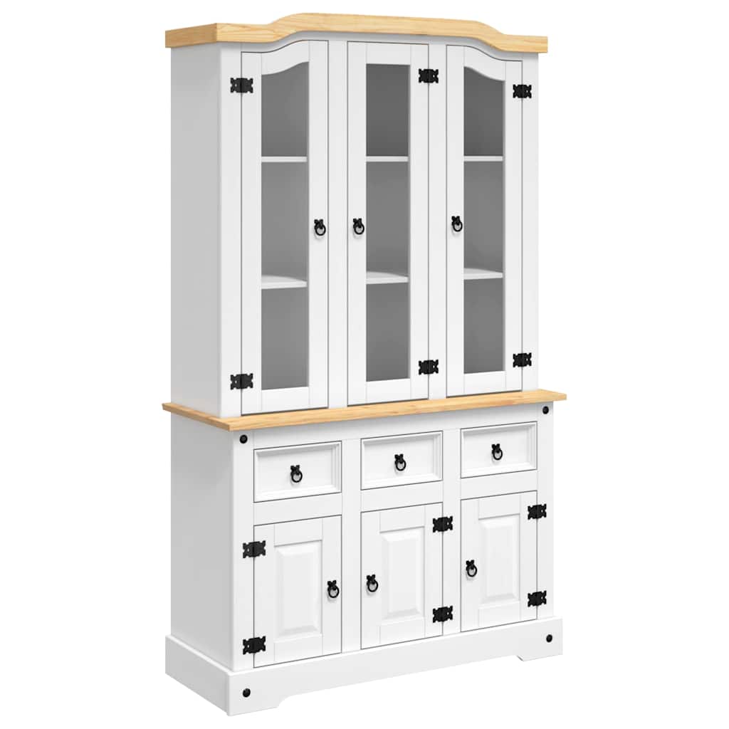 Sideboard Highboard Corona 112X43X196 Cm Solid Wood Mexican Pine White Brown 112