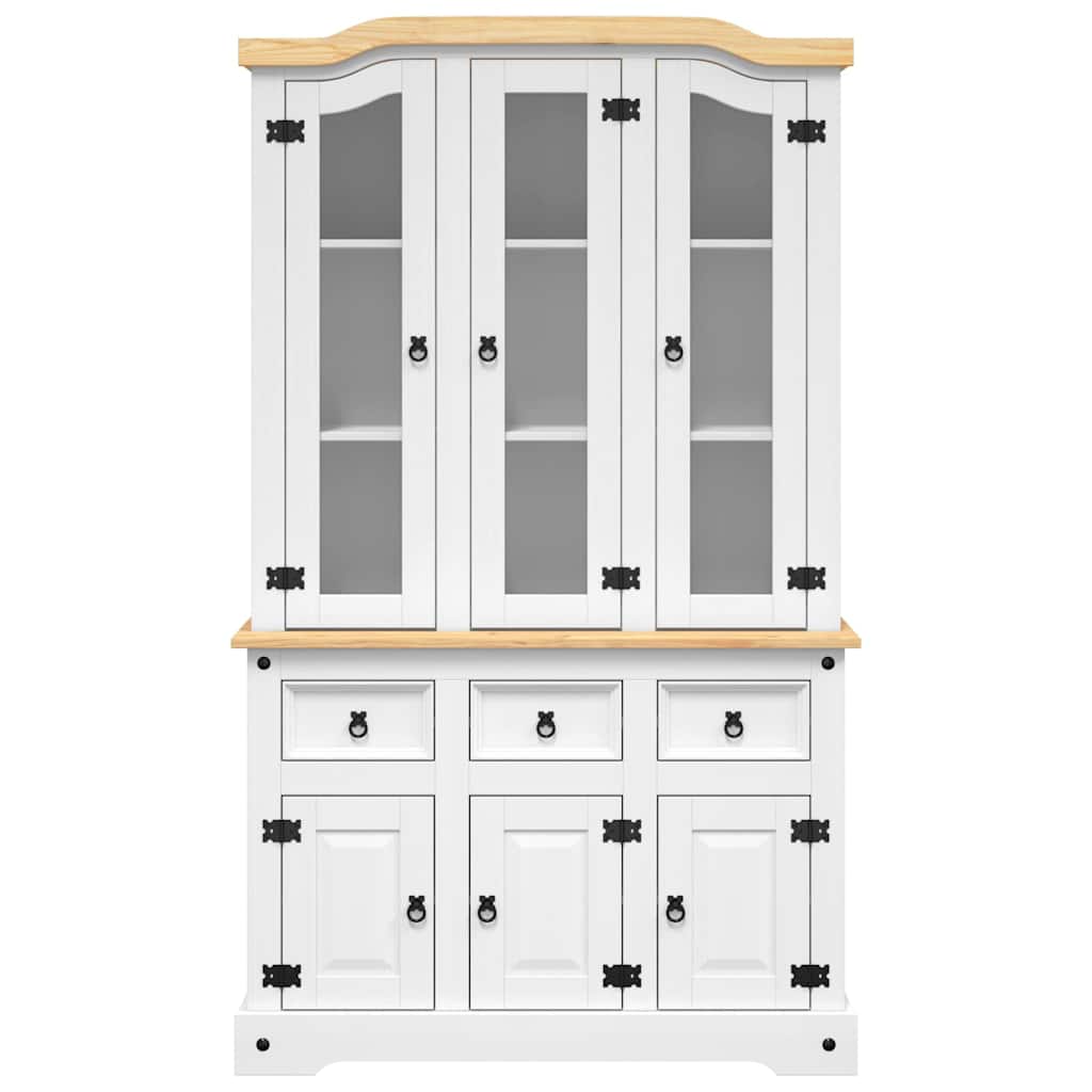 Sideboard Highboard Corona 112X43X196 Cm Solid Wood Mexican Pine White Brown 112