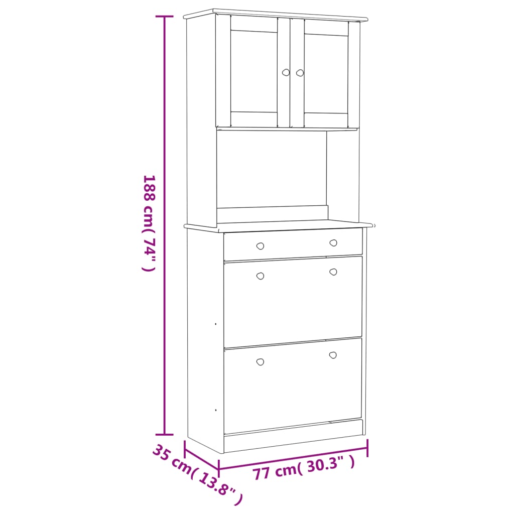 Highboard Alta 77X35X188 Cm Solid Wood Pine
