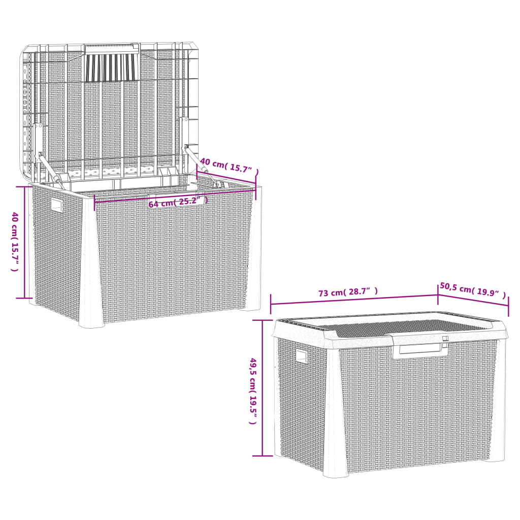 Outdoor Storage Boxes Garden Box 125 L Pp brown anthracite Waterproof Lockable 7