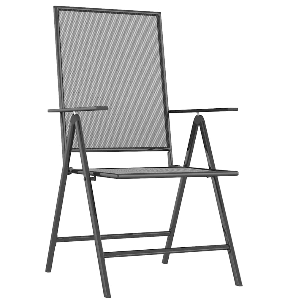 Outdoor Furniture Set 5 Piece Garden Dining Anthracite Steel 110 Cm Adjustable