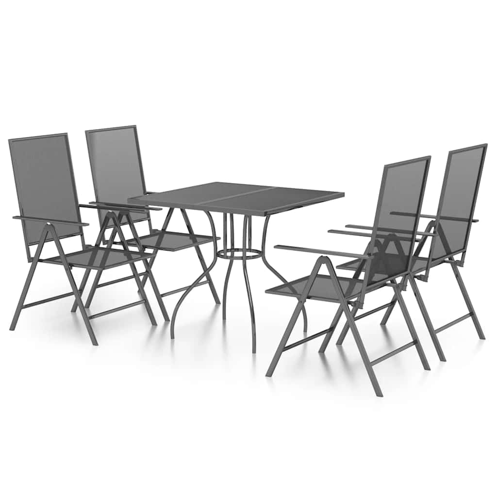 Outdoor Furniture Set 5 Piece Garden Dining Anthracite Steel 110 Cm Adjustable