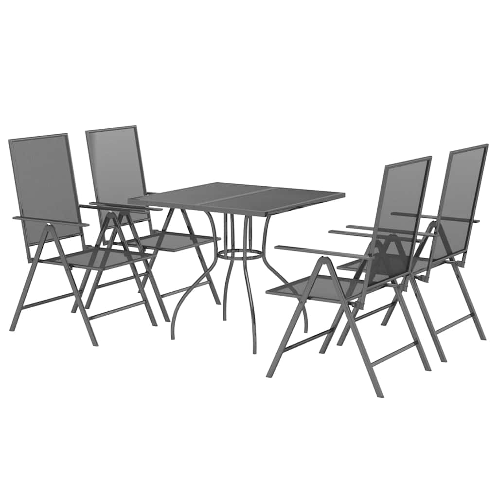 Outdoor Furniture Set 5 Piece Garden Dining Anthracite Steel 110 Cm Adjustable