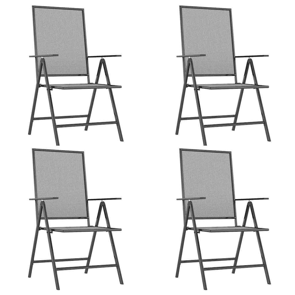 Outdoor Furniture Set 5 Piece Garden Dining Anthracite Steel 110 Cm Adjustable