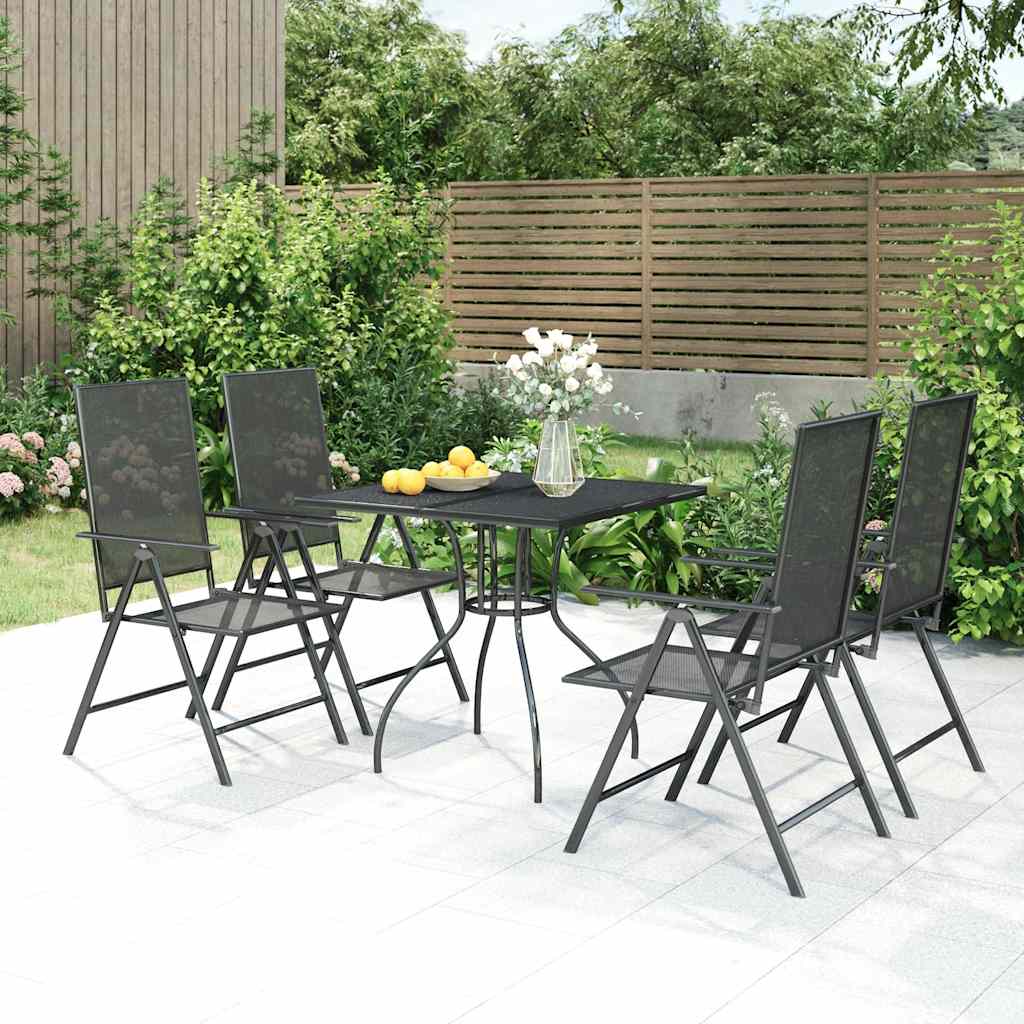 Outdoor Furniture Set 5 Piece Garden Dining Anthracite Steel 110 Cm Adjustable