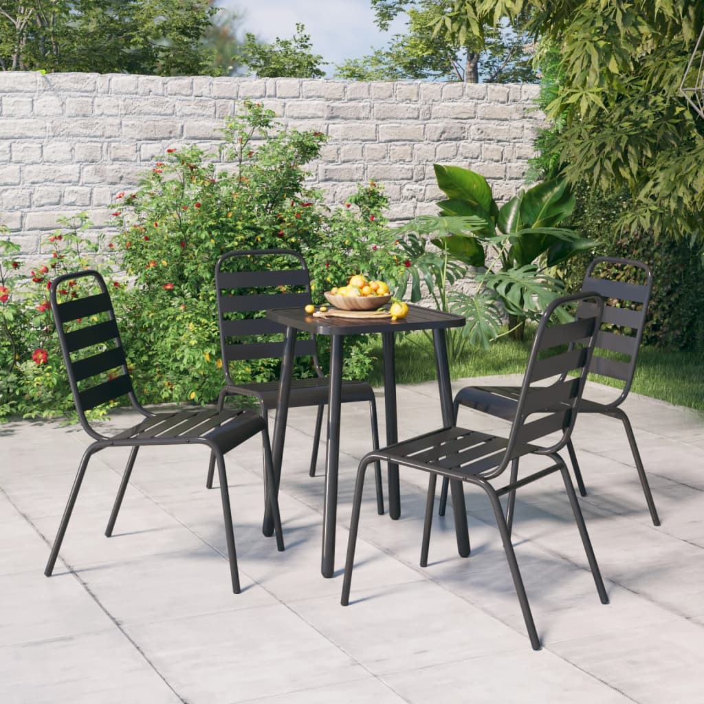 3 Piece Garden Dining Set Anthracite Steel