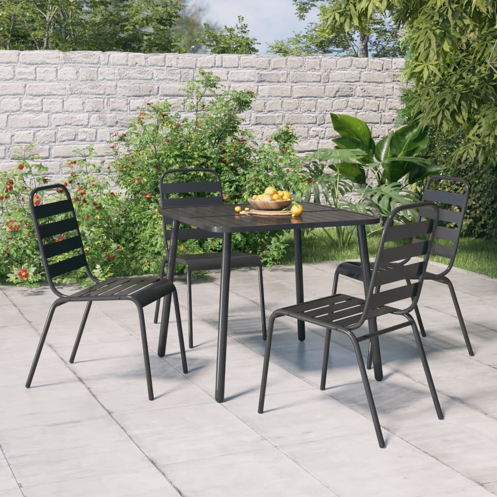 3 Piece Garden Dining Set Anthracite Steel