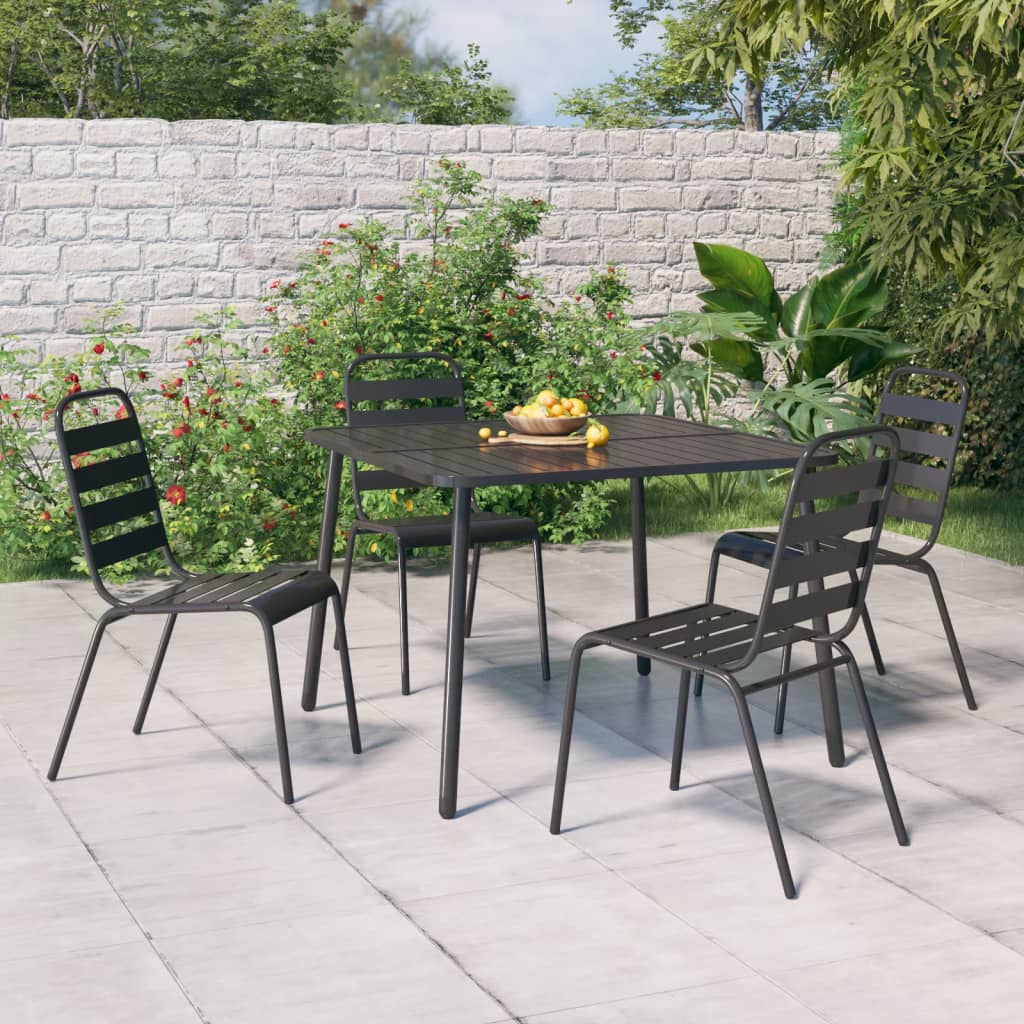 3 Piece Garden Dining Set Anthracite Steel