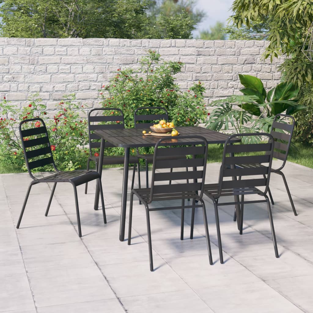 3 Piece Garden Dining Set Anthracite Steel