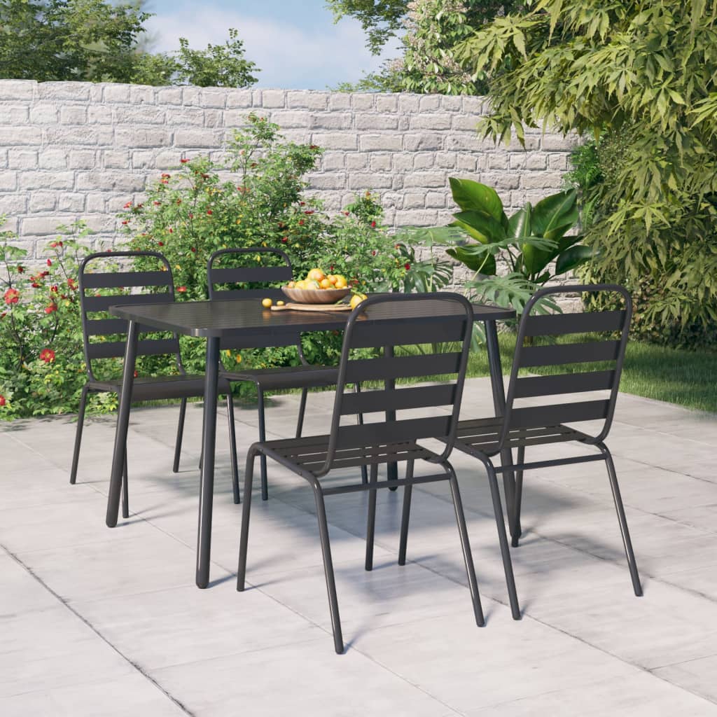 3 Piece Garden Dining Set Anthracite Steel