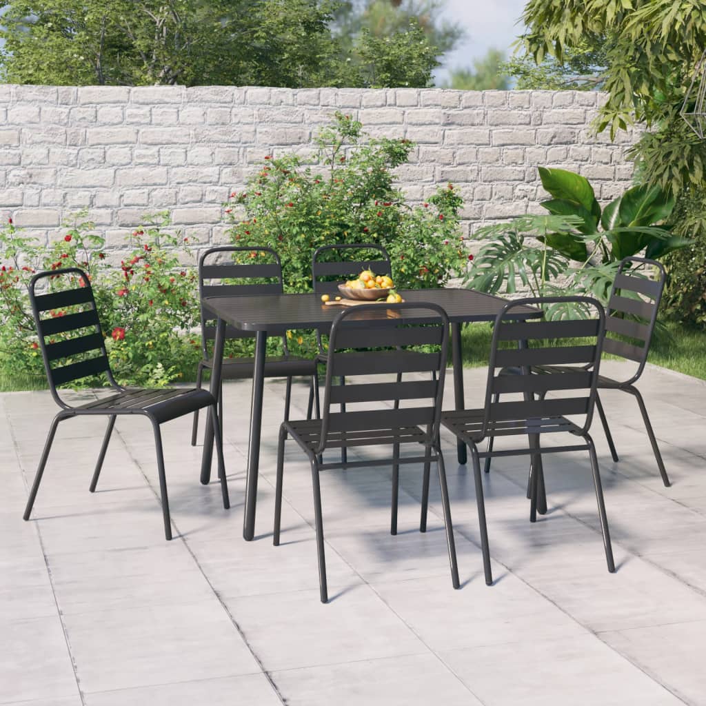 3 Piece Garden Dining Set Anthracite Steel