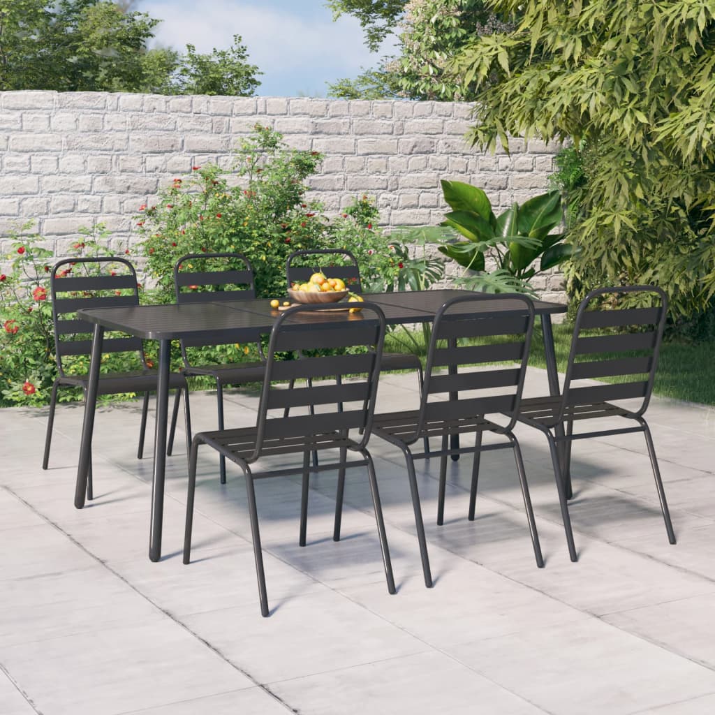3 Piece Garden Dining Set Anthracite Steel