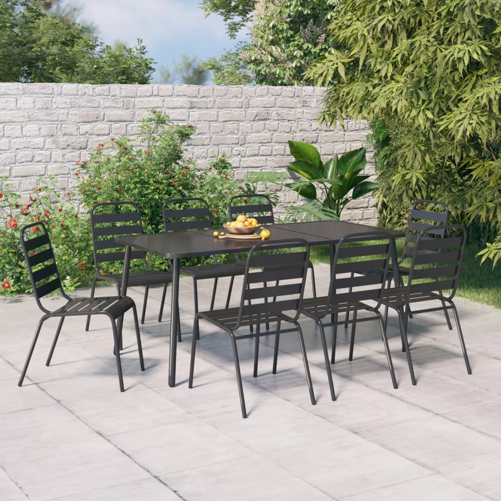 3 Piece Garden Dining Set Anthracite Steel
