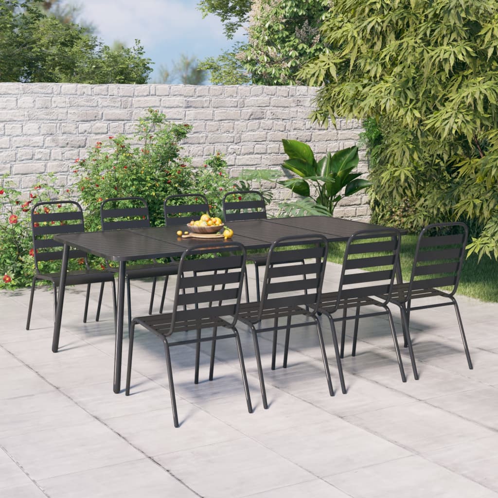 3 Piece Garden Dining Set Anthracite Steel