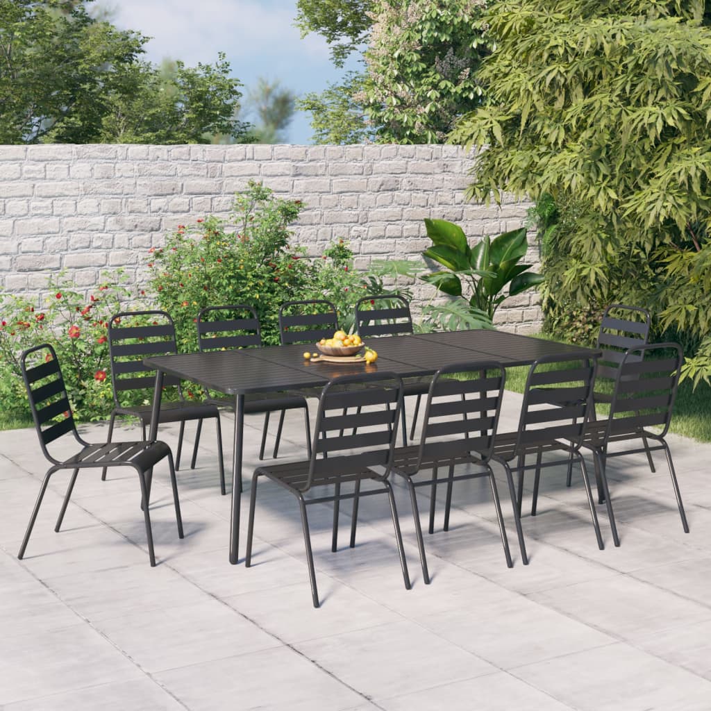 3 Piece Garden Dining Set Anthracite Steel