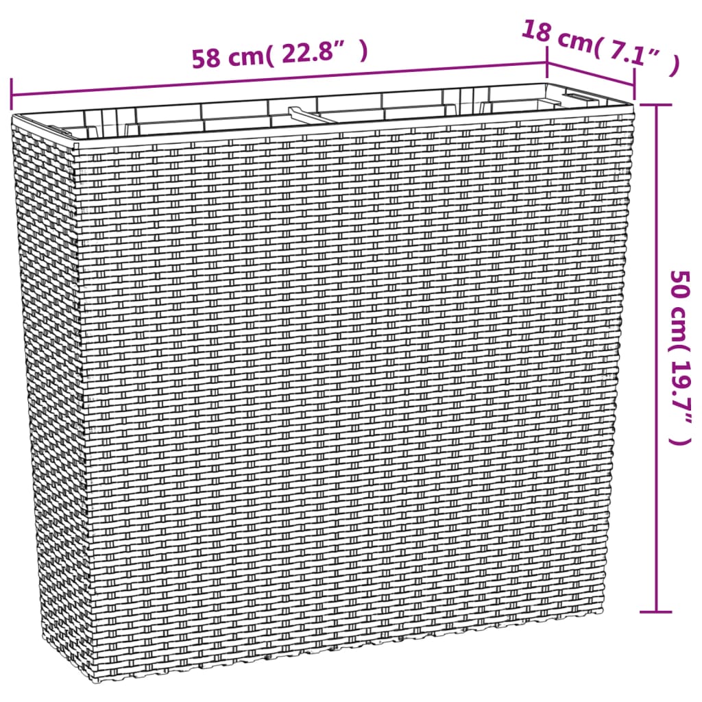 Planter With Removable Inner 12 / 44 L Pp Rattan