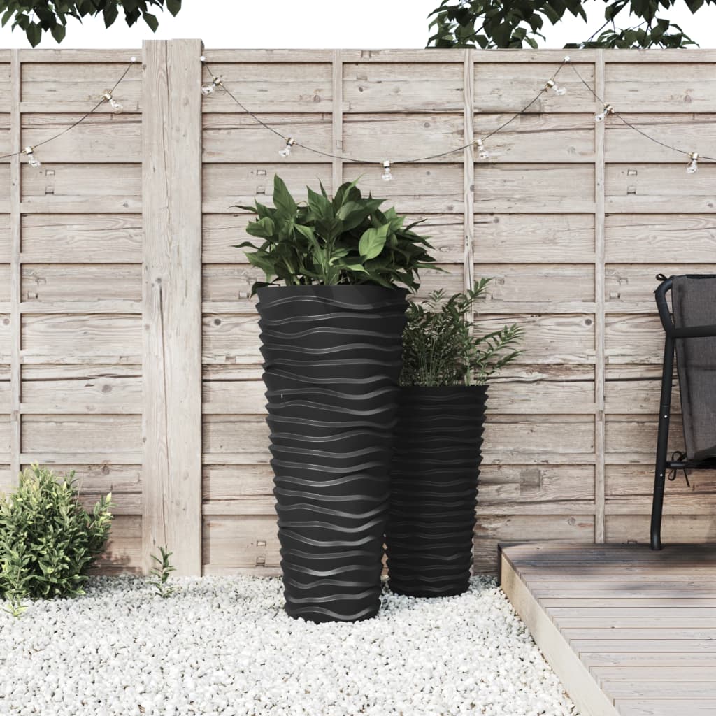 Planter With Removable Inner 18/ Pp Grooved Look