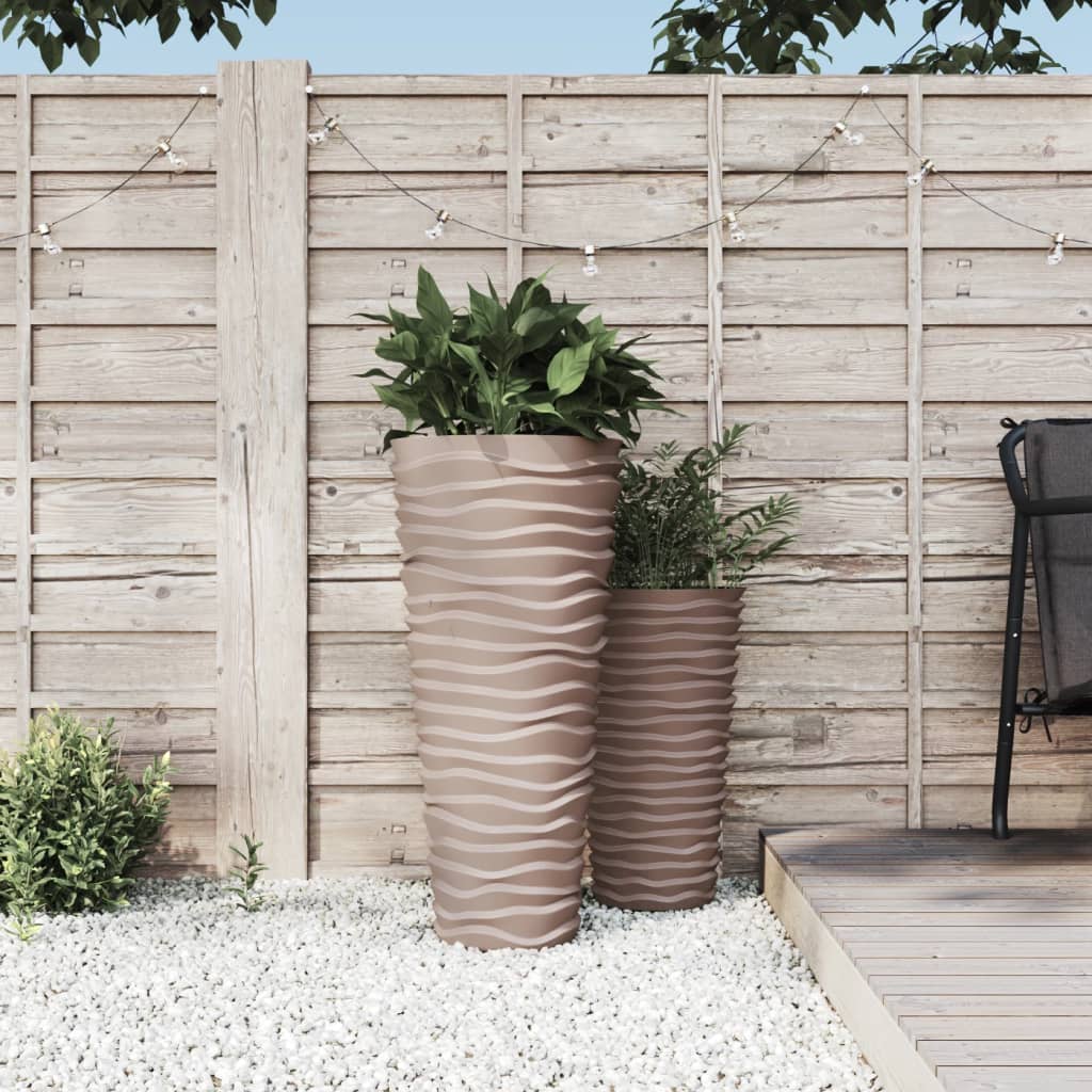 Planter With Removable Inner 18/ Pp Grooved Look