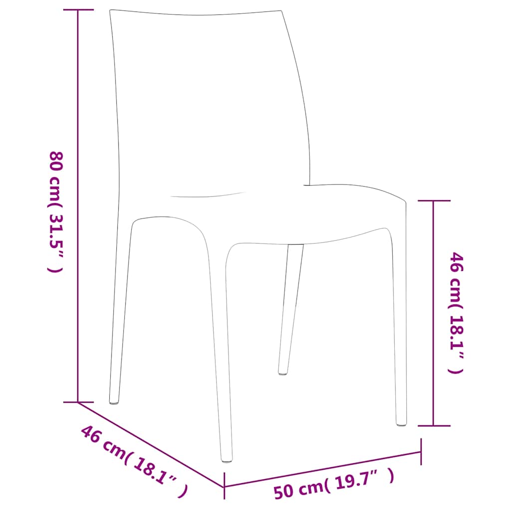 Outdoor Chair Garden Chairs 2 Pcs 50X46X80 Cm Polypropylene cream white 50 cm