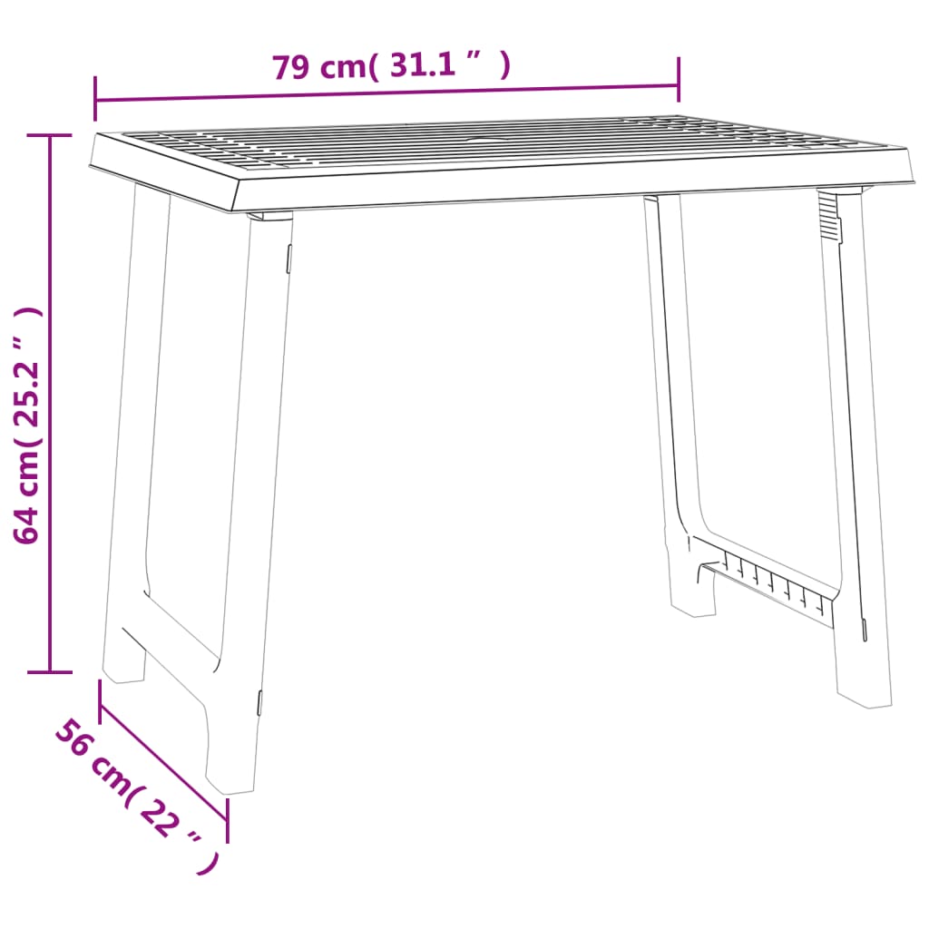 Camping Table 79X56X64 Cm Pp Wooden Look