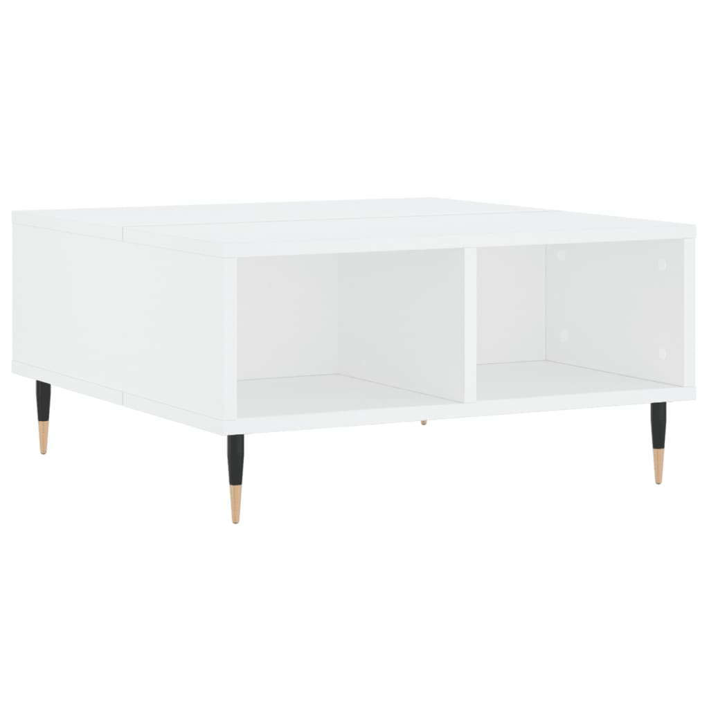 Coffee Table White Storage Shelf Modern Living Room 60X60Cm Concrete Grey Black